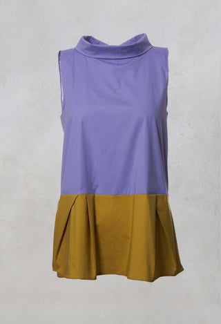 Sleeveless Colour Block Peplum Top in Lilla