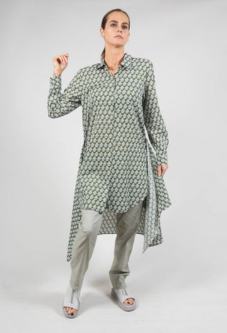 Printed Shirt Dress with Tie Front in Alga
