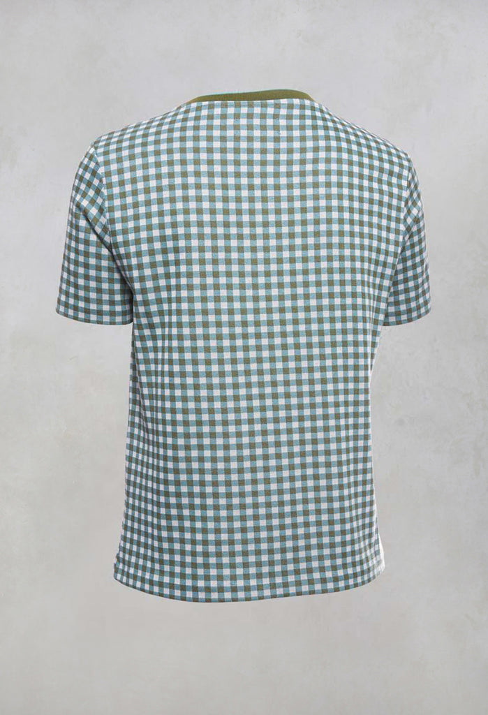 Short Sleeved Checked Boxy Top in Alga