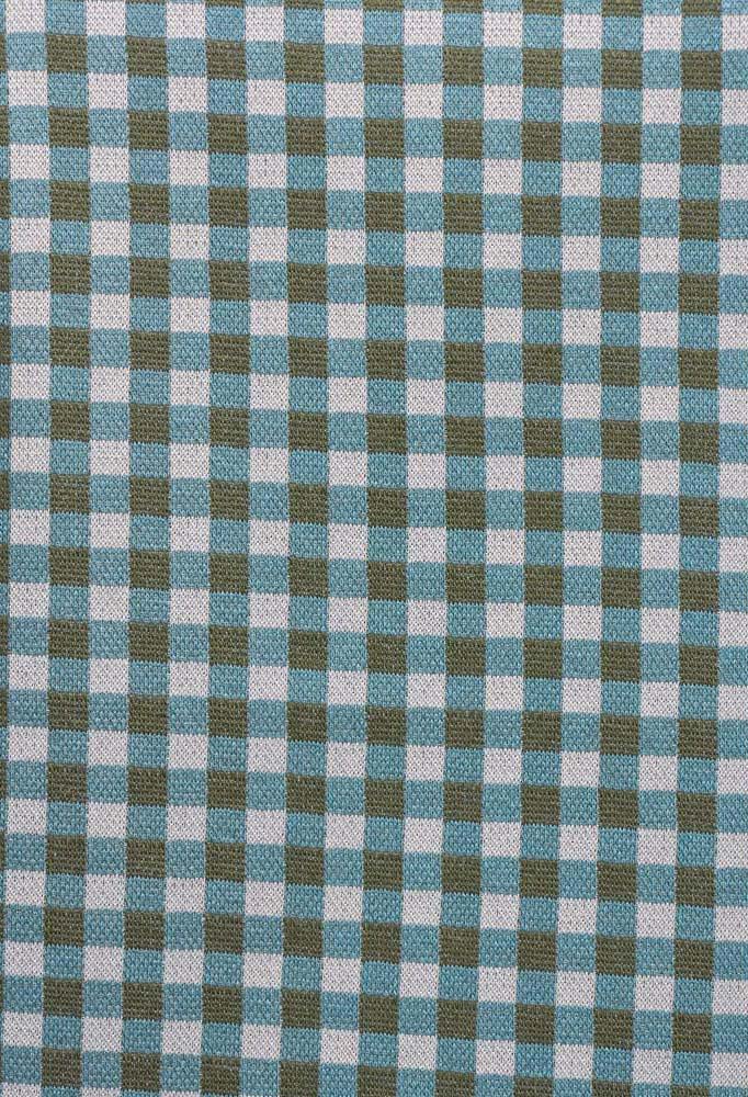 Short Sleeved Checked Boxy Top in Alga