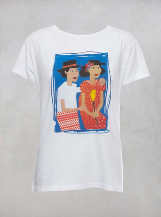 Printed Mexican Sisters T Shirt in White