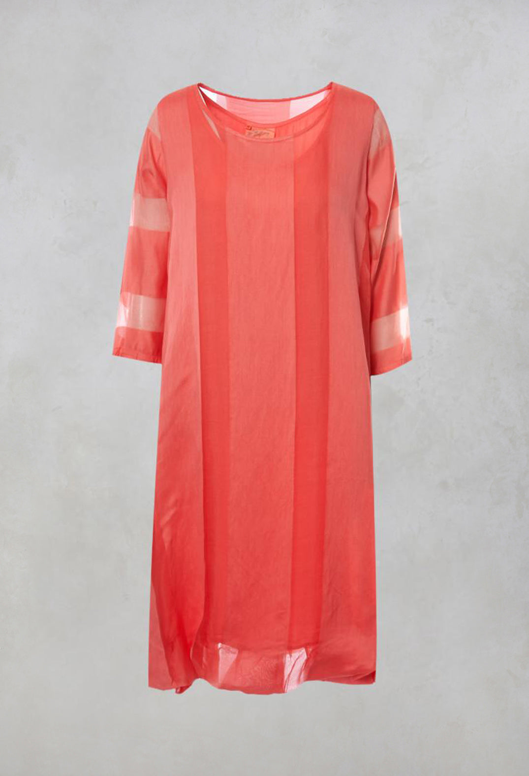 Sheer Striped Dress with Slip in Tangerine