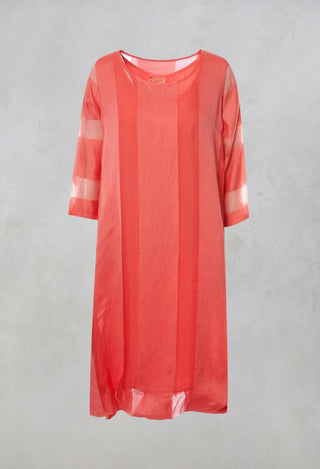 Sheer Striped Dress with Slip in Tangerine