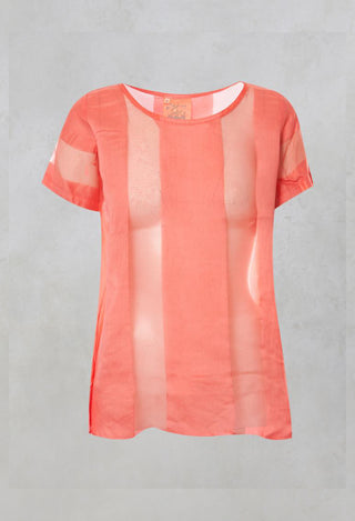 Sheer Striped Boxy Top in Tangerine