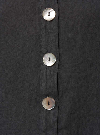 Linen Boxy Top with Button Back in Charcoal