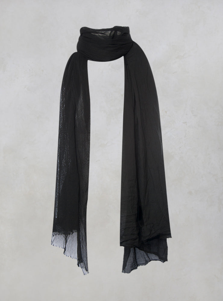 Sheer Patchwork Scarf with Piping Detail in Black