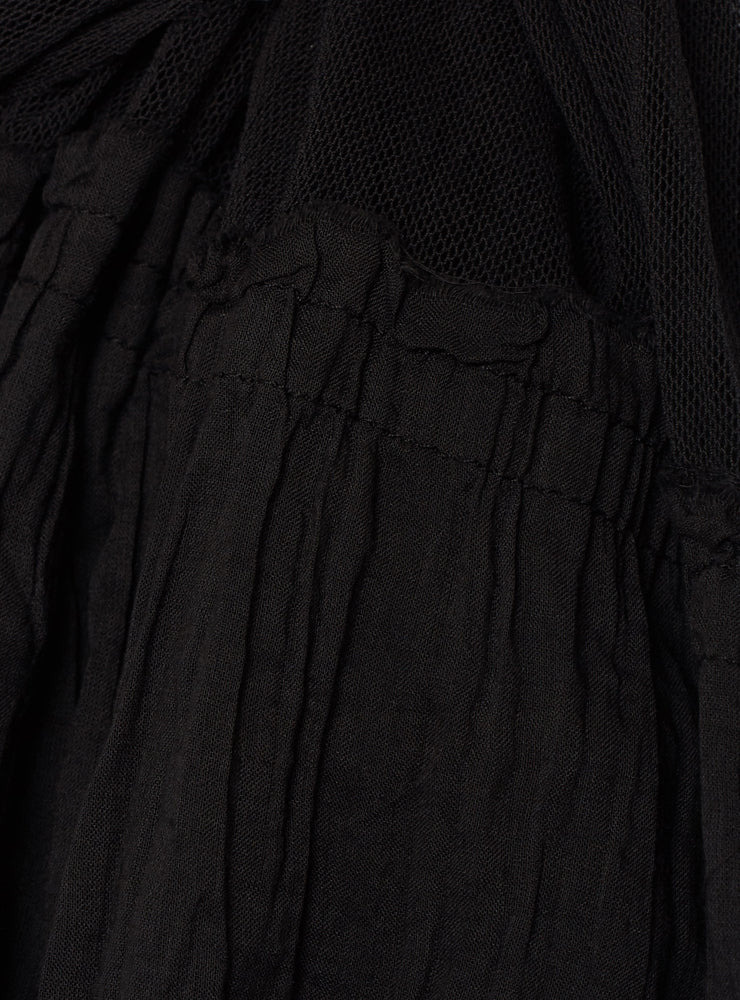 Sheer Patchwork Scarf with Piping Detail in Black