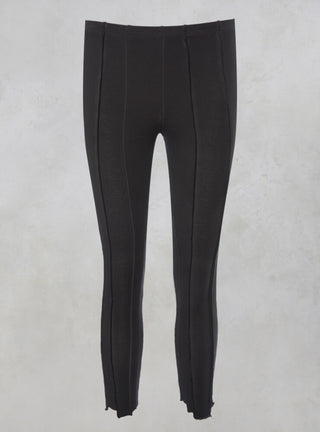Ribbed Leggings with Raw Hem in Carbon