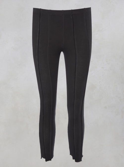 Ribbed Leggings with Raw Hem in Carbon