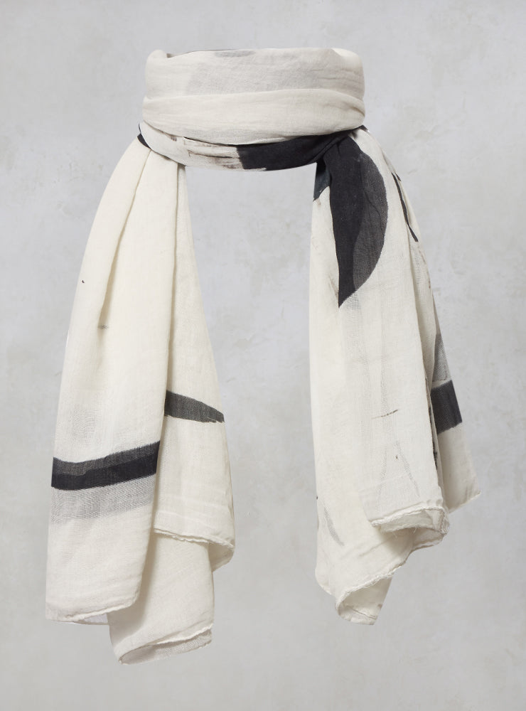 Lightweight Scarf with Pattern in White