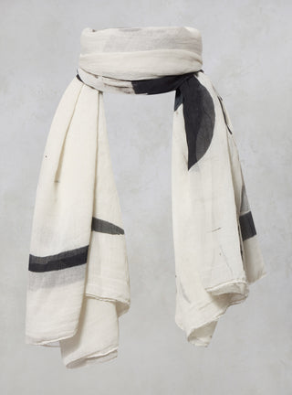 Lightweight Scarf with Pattern in White