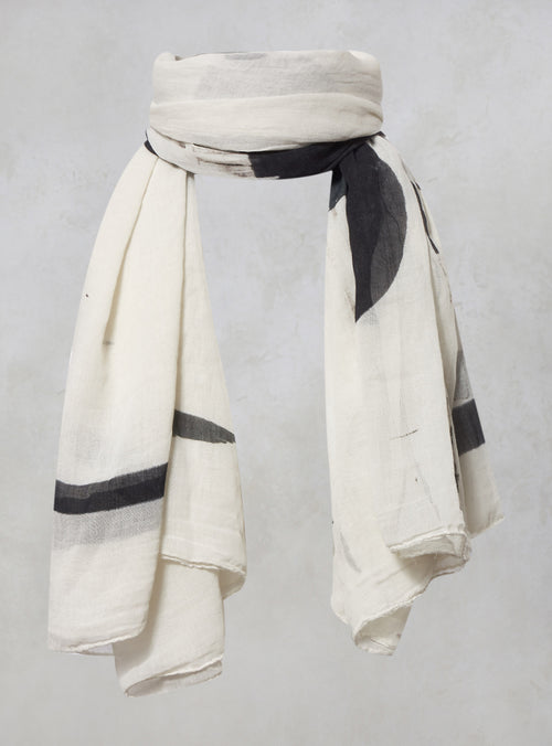 Lightweight Scarf with Pattern in White