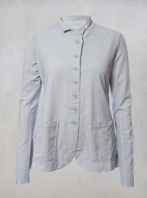 Button Up Jacket with Ruffle Back in Grey Print