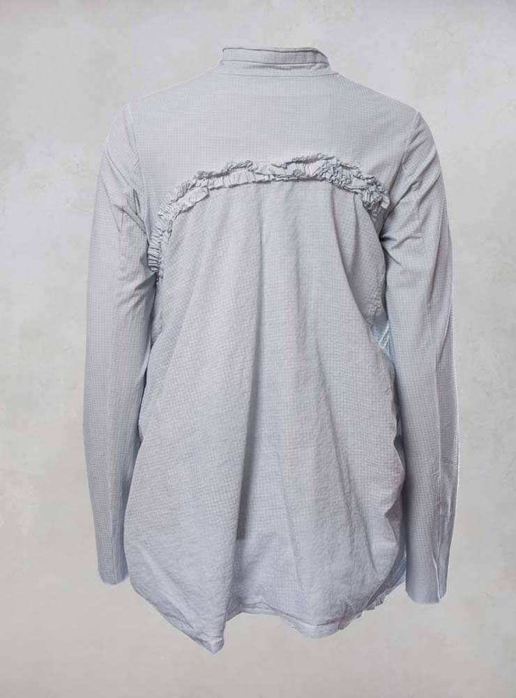 Button Up Jacket with Ruffle Back in Grey Print