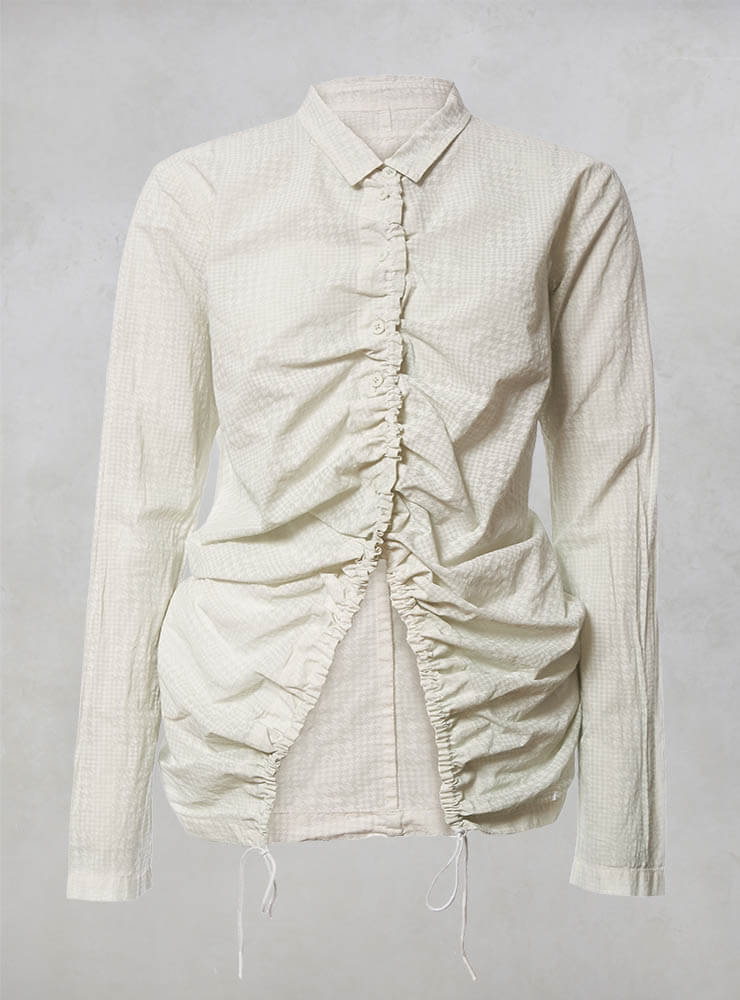 Shirt with Drawstring Front in Mint Print