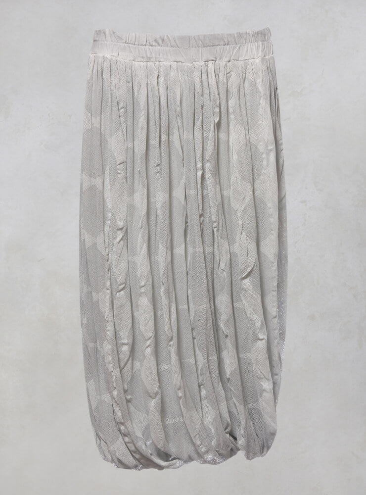 Tulip Shape Skirt with Elasticated Waistband in Grey Print