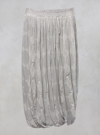 Tulip Shape Skirt with Elasticated Waistband in Grey Print