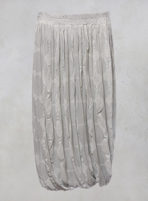 Tulip Shape Skirt with Elasticated Waistband in Grey Print