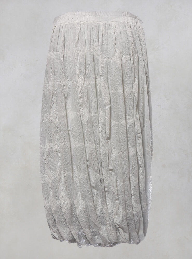 Tulip Shape Skirt with Elasticated Waistband in Grey Print