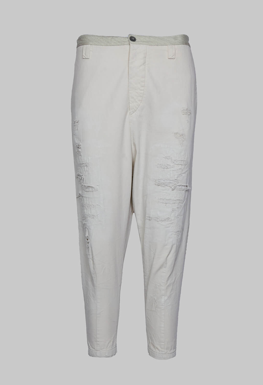 High Waisted Drop Crotch Trousers in Cream Original