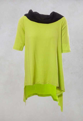 Hooded Top with High Low Hem in Light Green