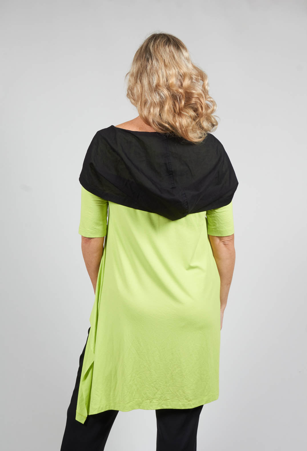 Hooded Top with High Low Hem in Light Green