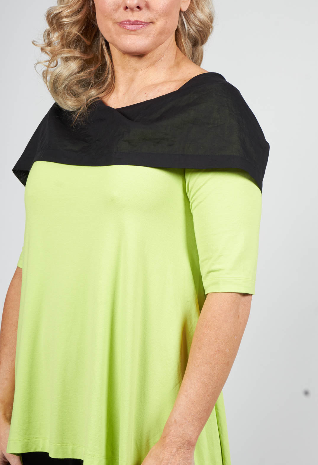 Hooded Top with High Low Hem in Light Green