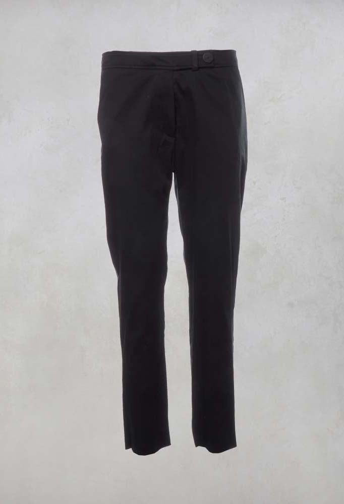 Straight Leg Trousers with Contrast Panel in Black / Green