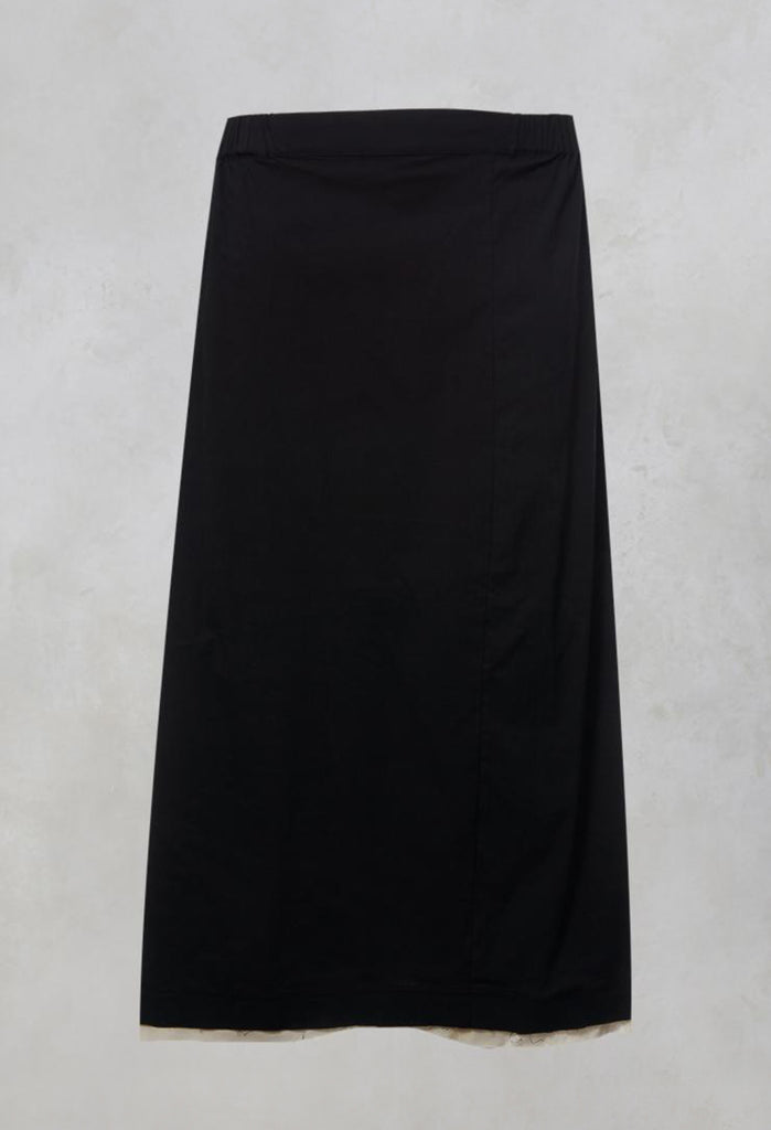 Contrast Raw Hem Skirt Trousers in Black / White