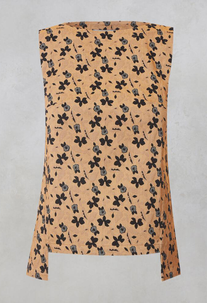 Sleeveless Structured Top with Print in Biscotto