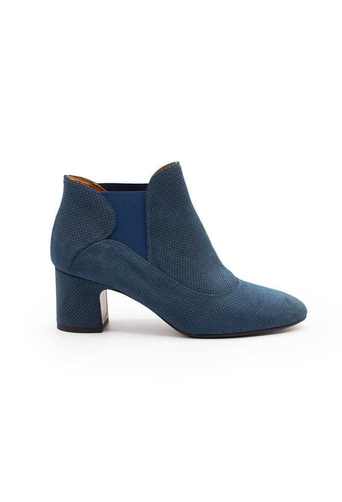 Heeled Ankle Boots in Galaxy Denim