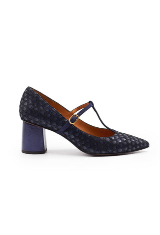 Pointed T Bar Heeled Shoes in Plumba / Navy / Ante / Nuit