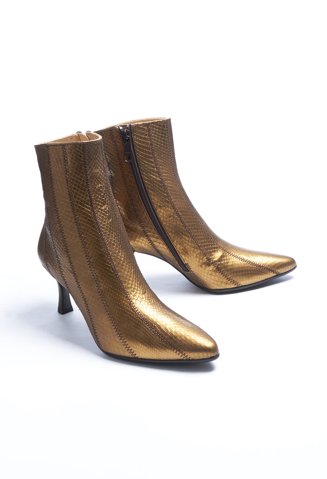 Metallic Ankle Boot Heels in Oro Metallizzato