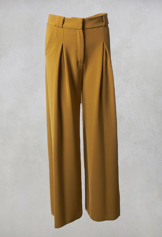 Pleated Straight Leg Trousers in Clesi Ochre