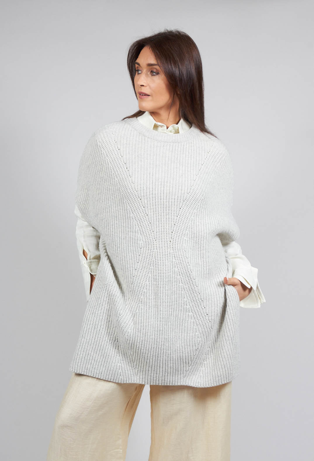 Sleeveless Chunky Jumper in Grafite Grey