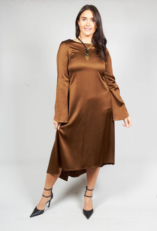 Satin Midi Dress in Azzurrite Tobacco