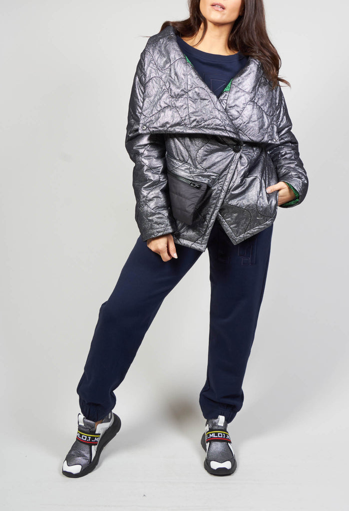 Metallic Puffer Jacket in Ortoclasio Black / Silver