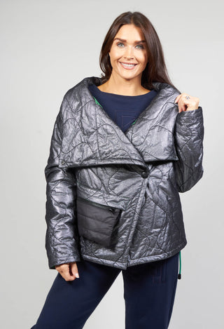 Metallic Puffer Jacket in Ortoclasio Black / Silver