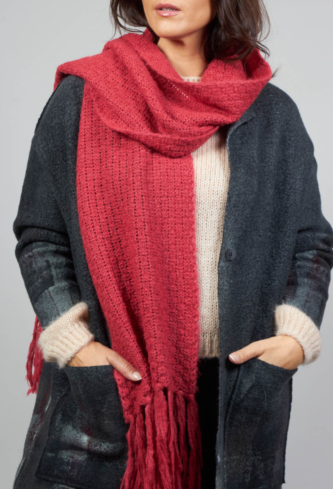 Knitted Scarf in Red