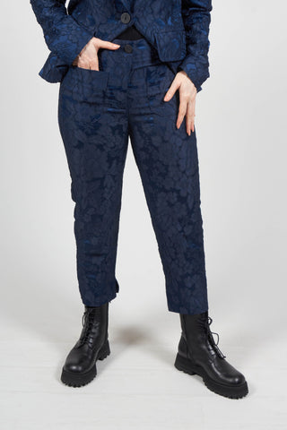 Textured Trousers in Dark Blue