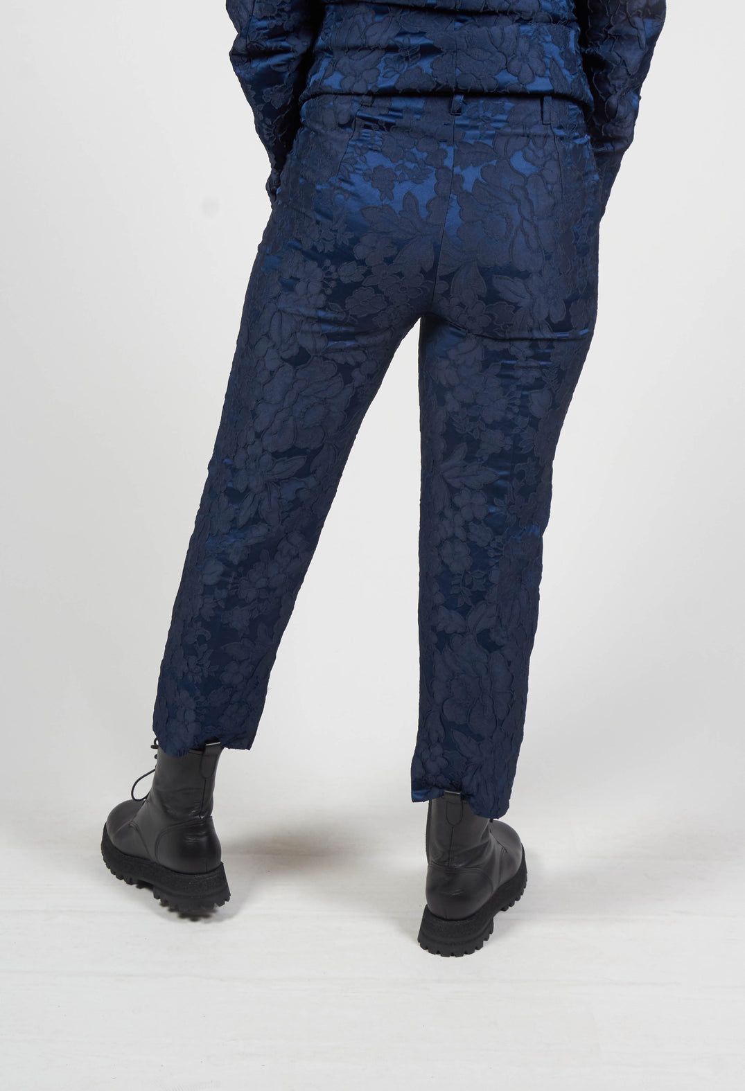 Textured Trousers in Dark Blue