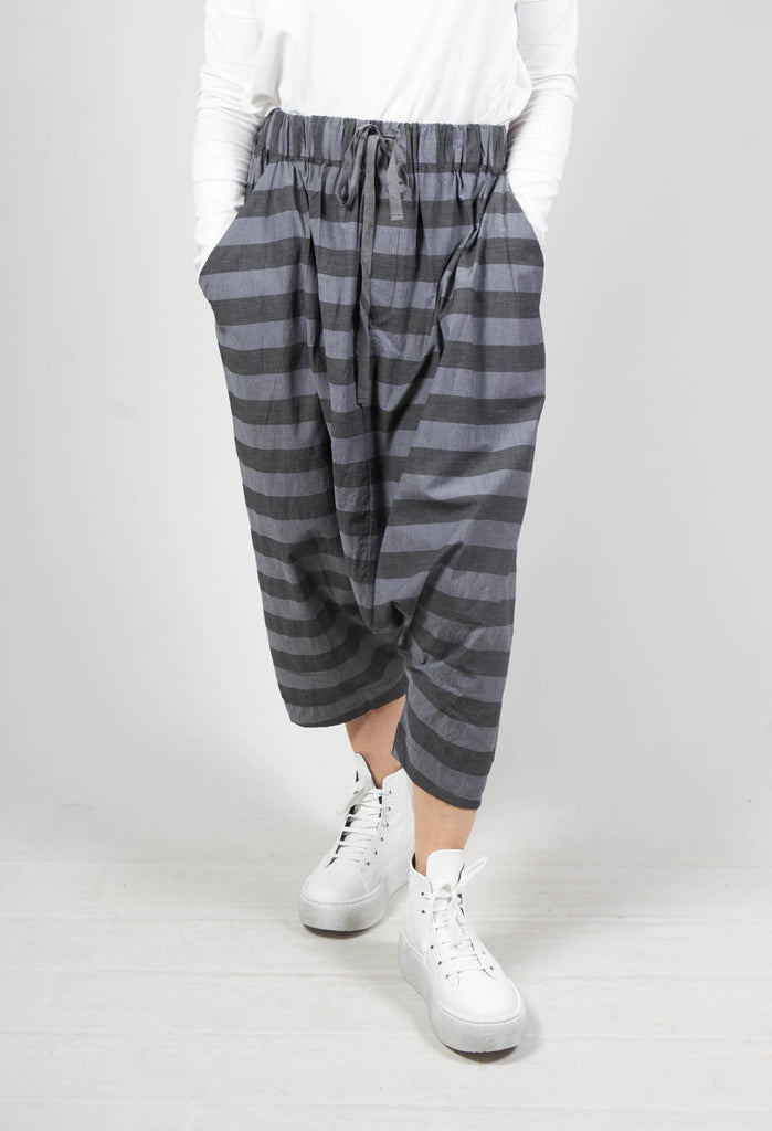 Striped Harem Trousers in Dark Grey