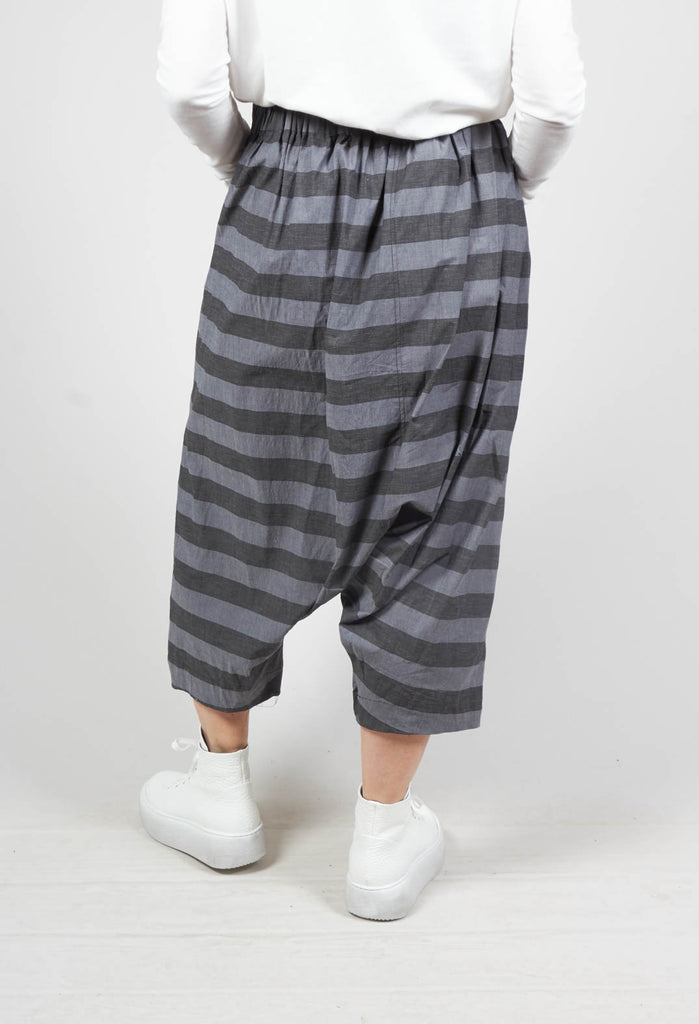 Striped Harem Trousers in Dark Grey