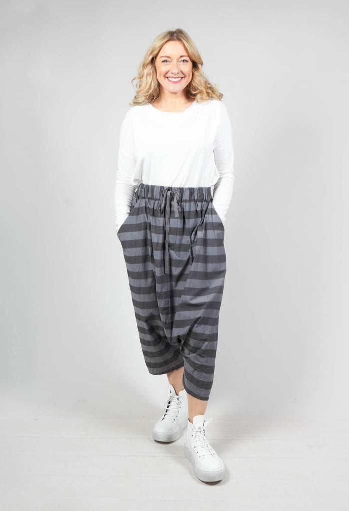 Striped Harem Trousers in Dark Grey