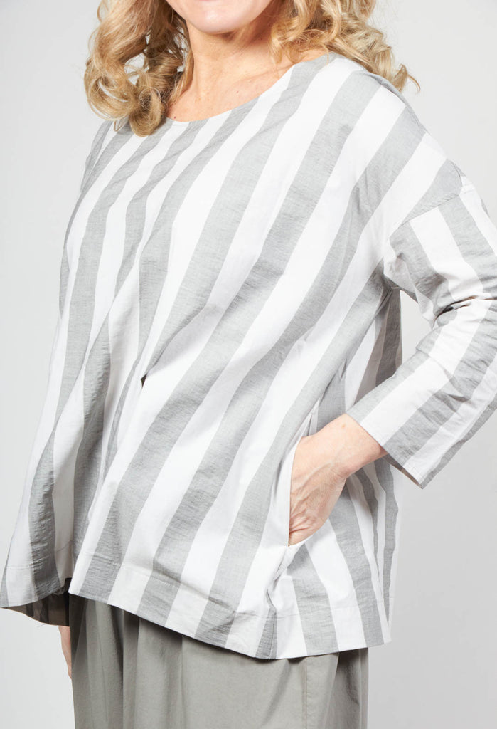 Striped T-Shirt in Light Grey