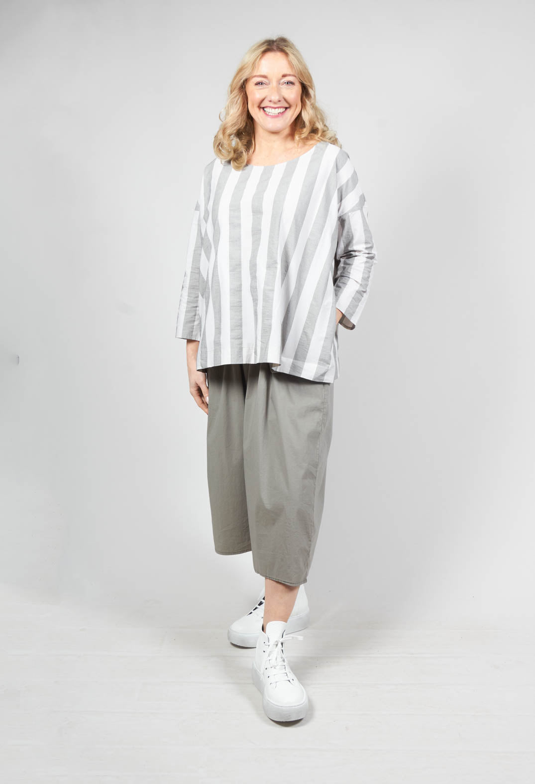 Striped T-Shirt in Light Grey