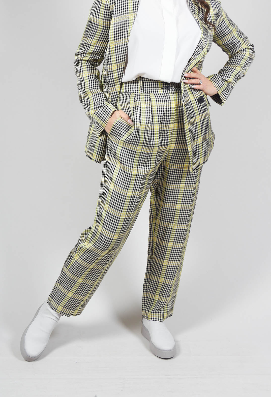 tailored trousers in yellow check