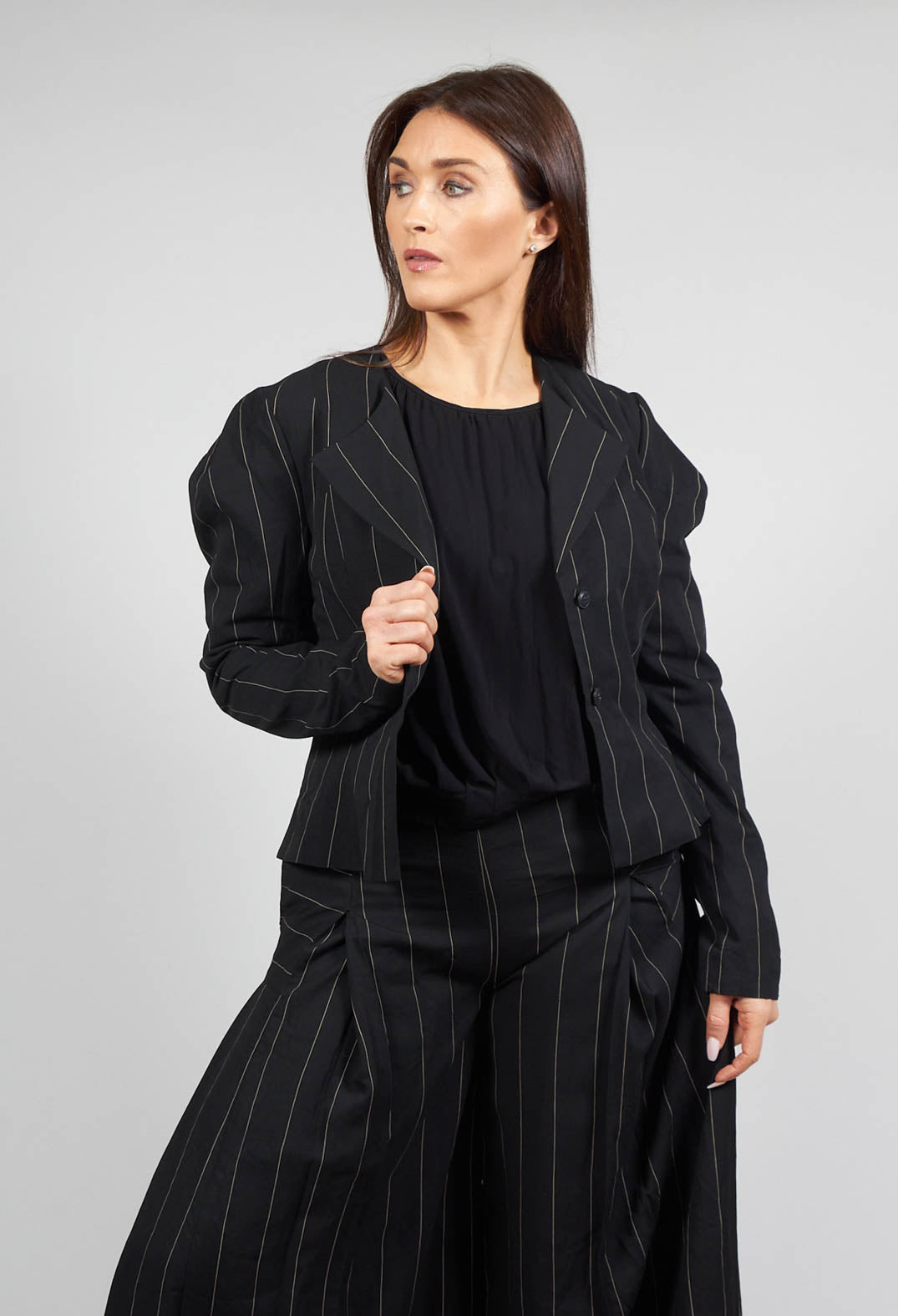 Pinstripe Blazer in Nero