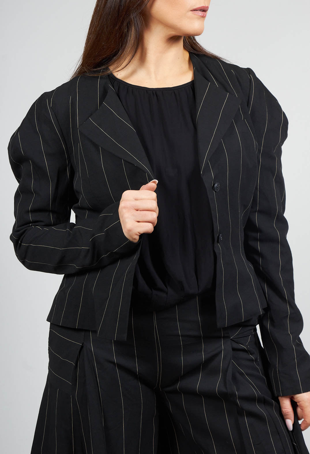 Pinstripe Blazer in Nero