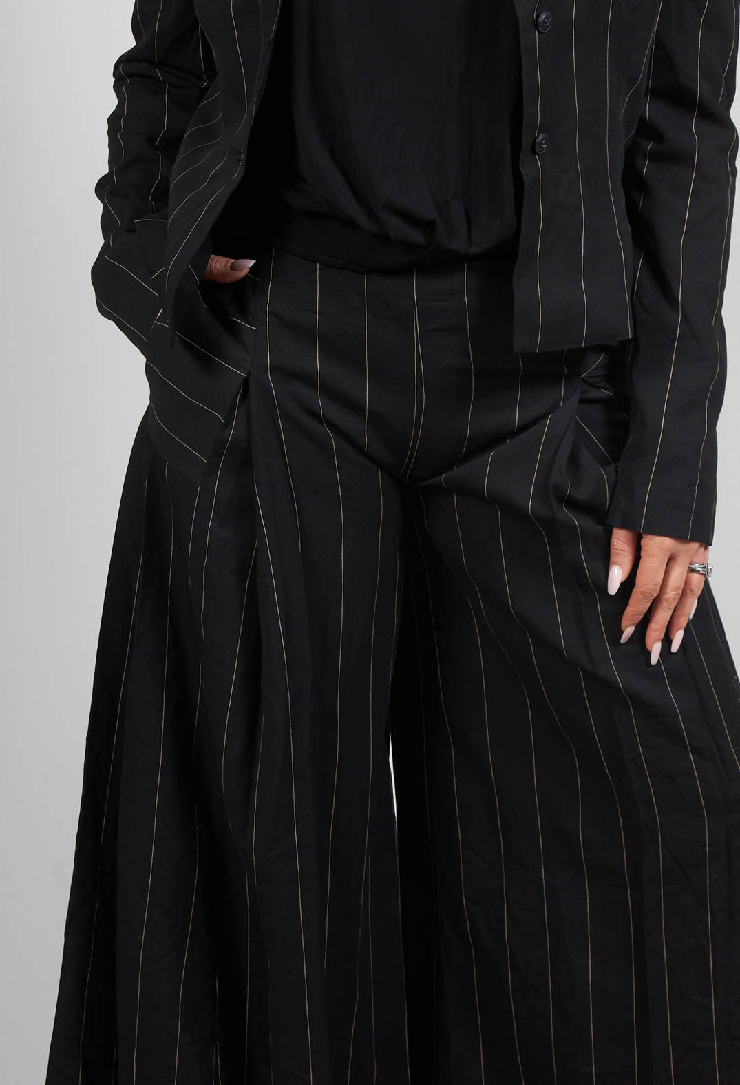 Pinstripe Trousers in Nero